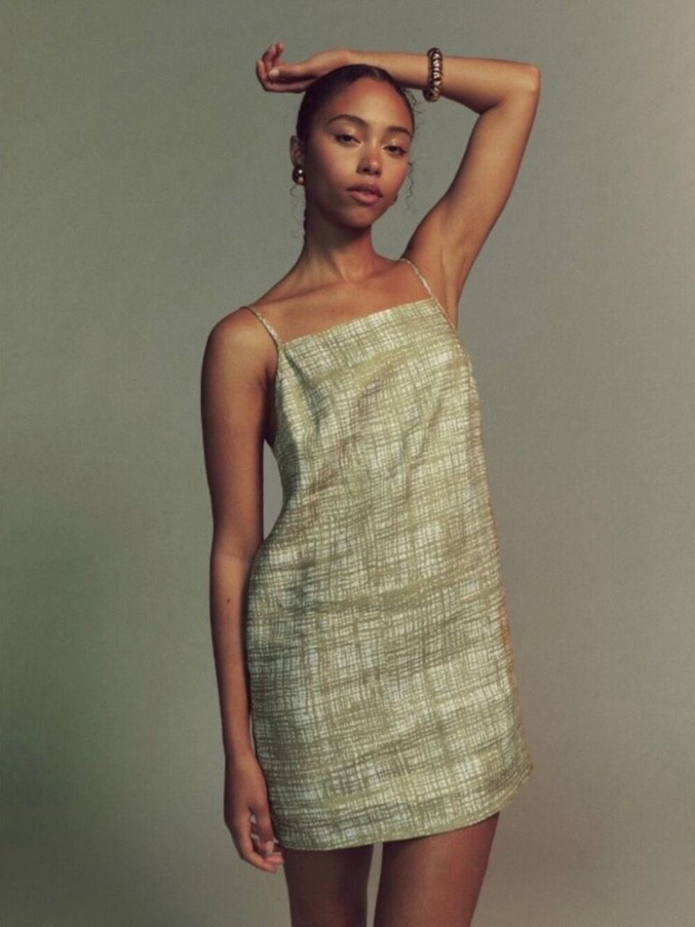 Reformation Kienna Dress Linen Burlap Print Mini